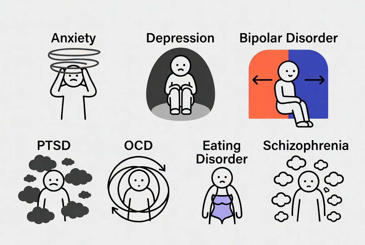 Mental health conditions illustration